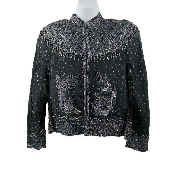 Vintage Jenny Lewis Beaded Silk Jacket | Dragon & Phoenix Embroidery - Picture 1 of 8